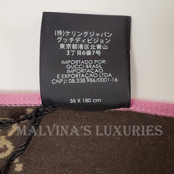 GUCCI SCARF REVERSIBLE PINK GG MONOGRAM LOGO WOOL SILK 71" - Picture 16 of 16
